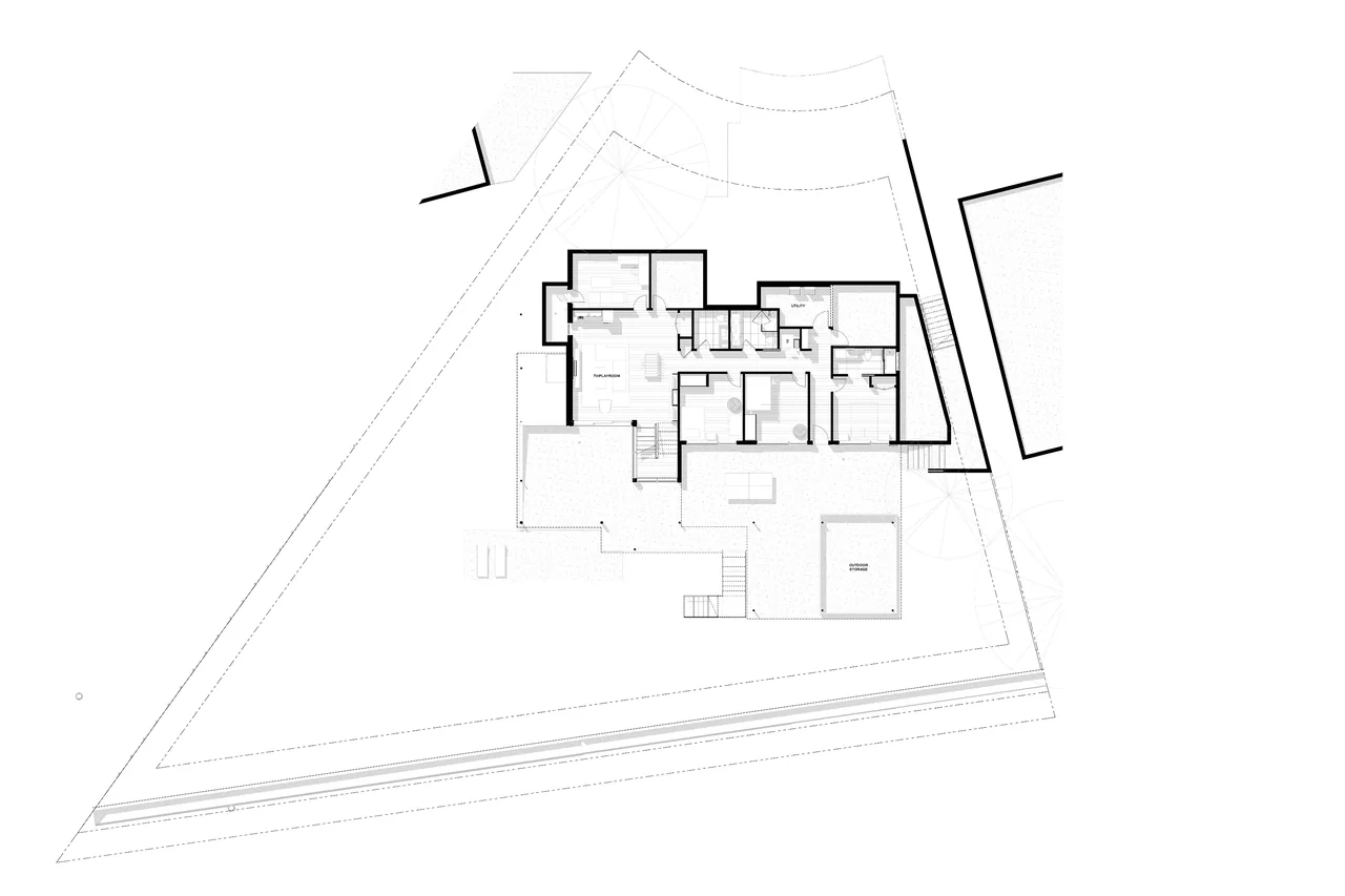 Floor plan of The Jade House showing interior layout and exterior terraces.