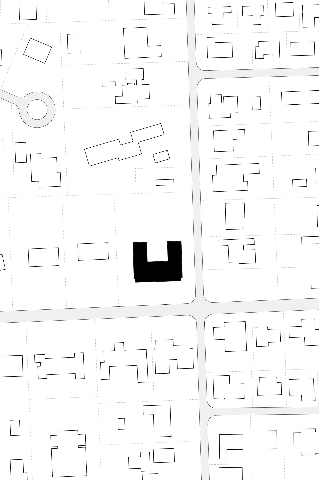 Site plan showing Angel Oaks residence footprint within a grid of surrounding houses and roads in Miami.