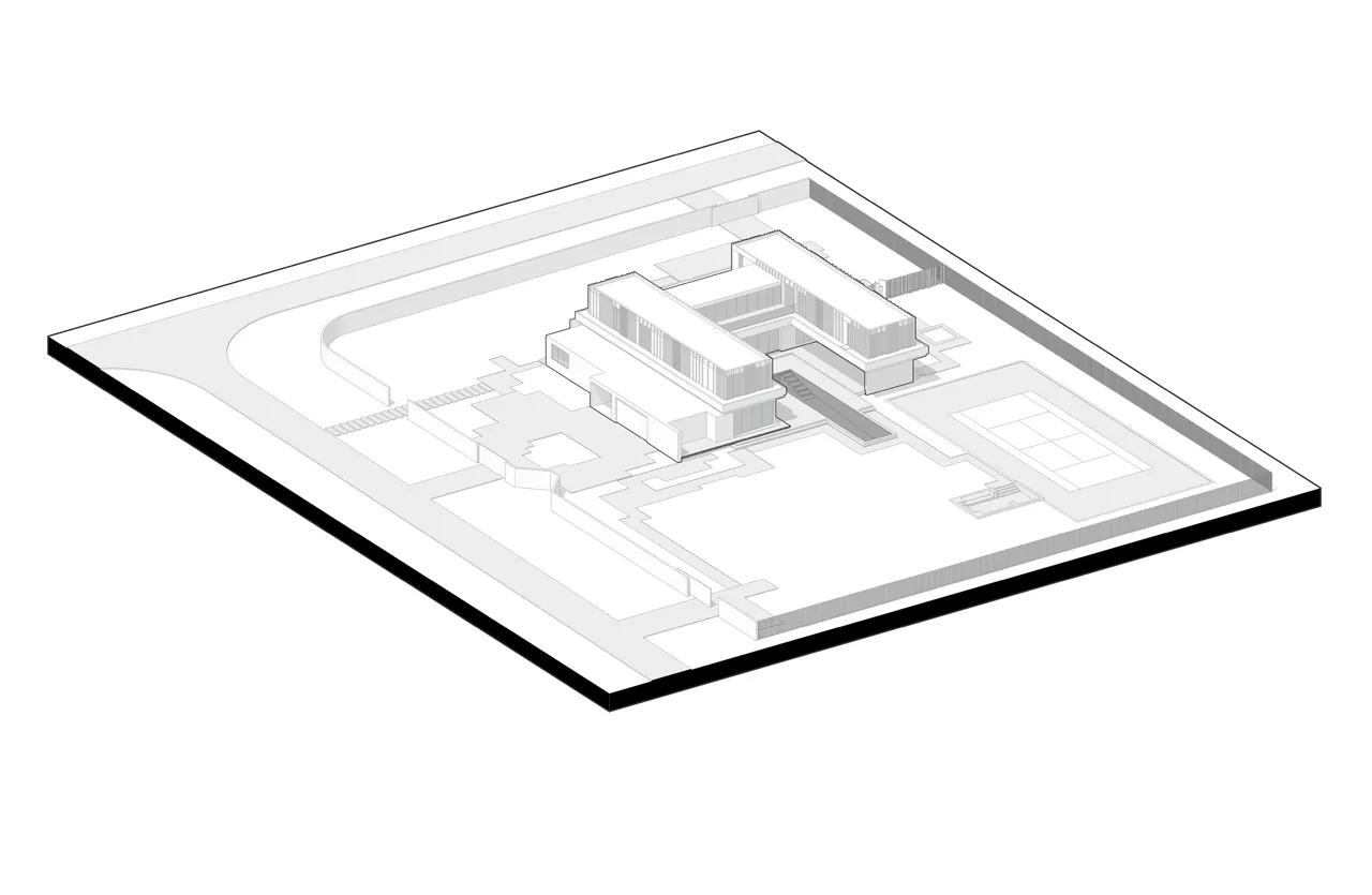 Isometric site plan drawing of the Angel Oaks residential project shows two main buildings and surrounding property layout.