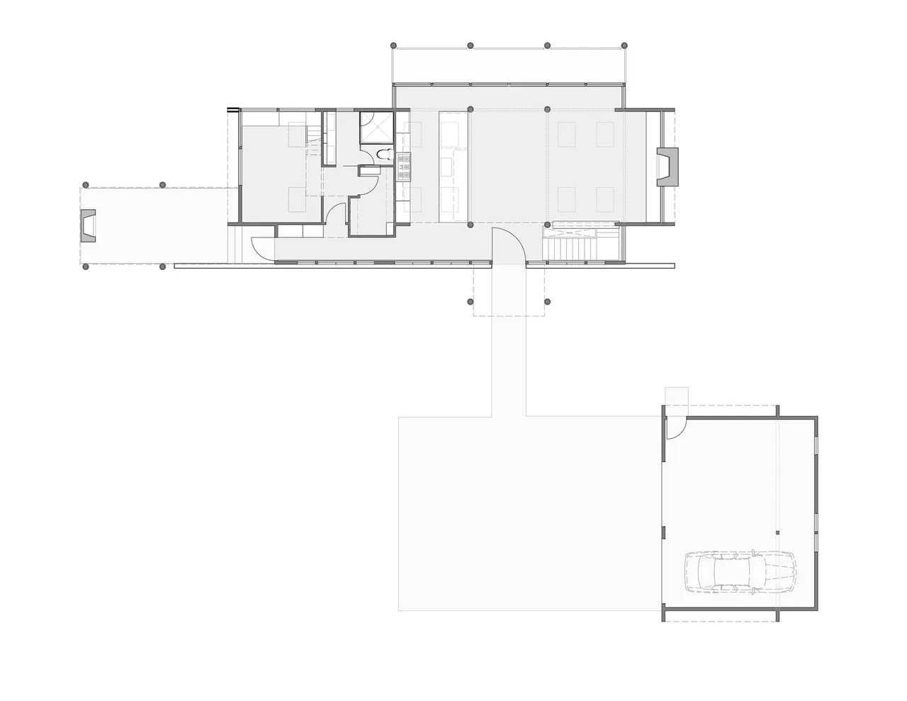 Floor plan of Buck Mountain Residence illustrating main living spaces and detached garage layout.