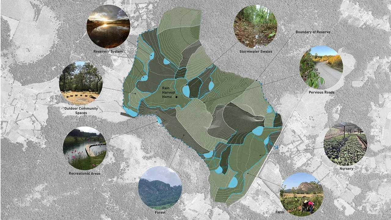 Map of a land area marked with reservoirs, community spaces, roads, and natural features in Seattle region.