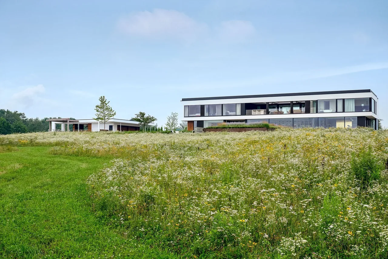 Millbrook Residence by Resolution 4 Architecture features a modern flat-roof design with extensive floor-to-ceiling glazing amid natural landscaping.