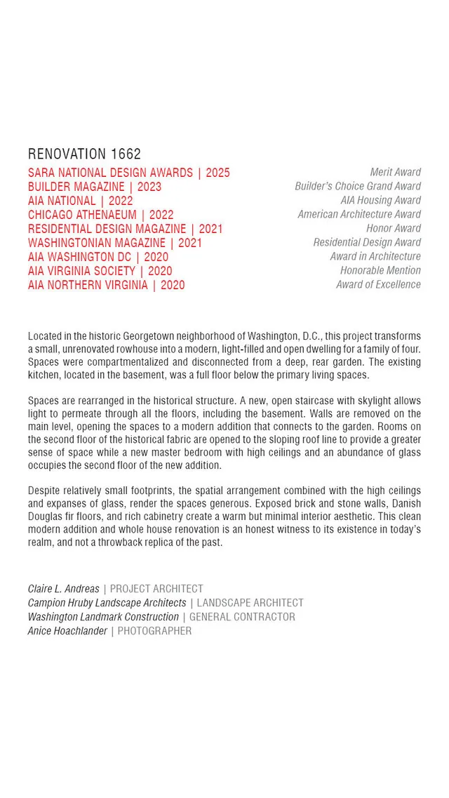 RENOVATION 1662 project description and award recognitions by Robert Gurney Architects.
