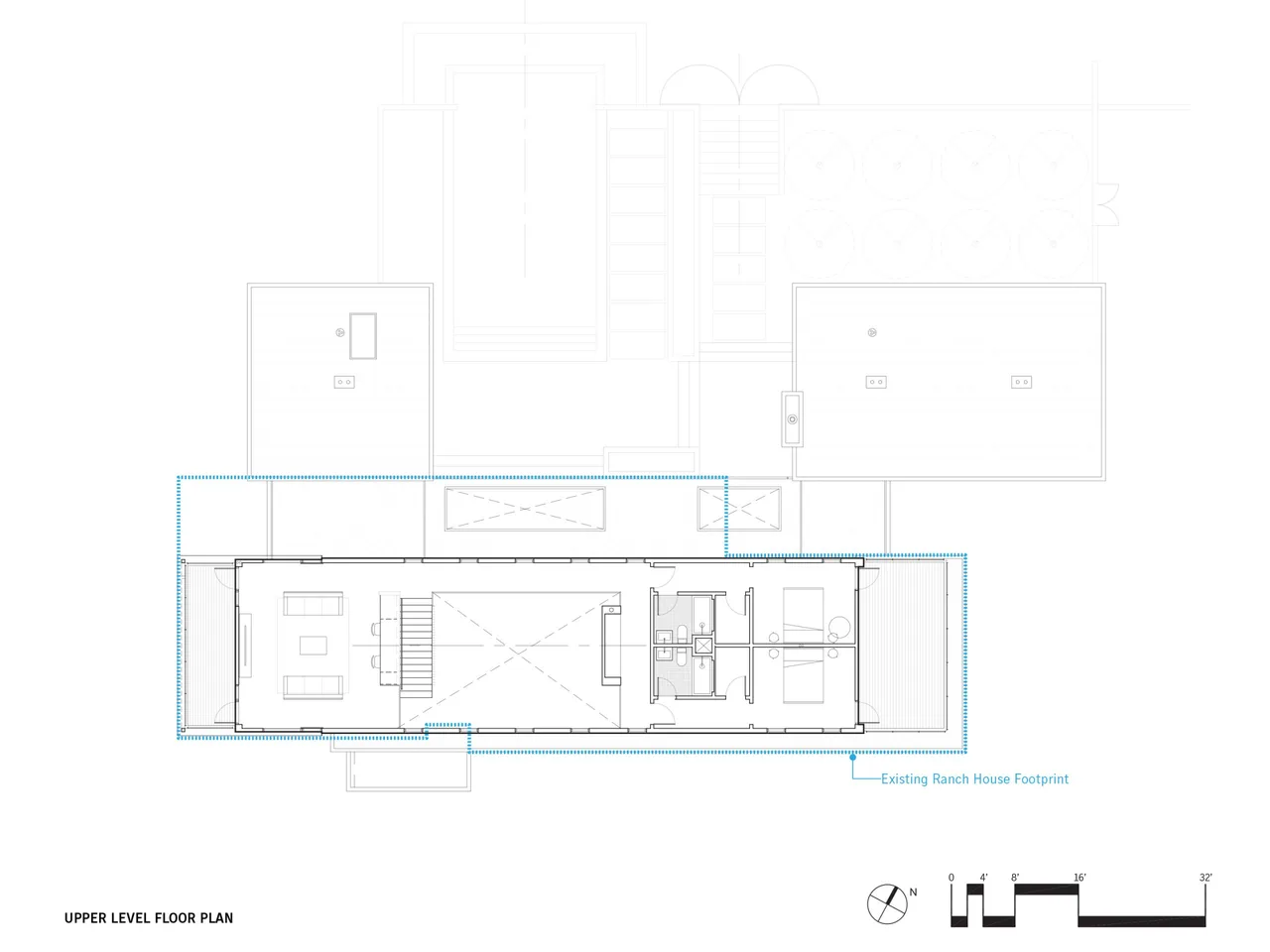 Upper level floor plan of Calloway Ridge House showing layout including living room, kitchen, bedrooms, and baths.