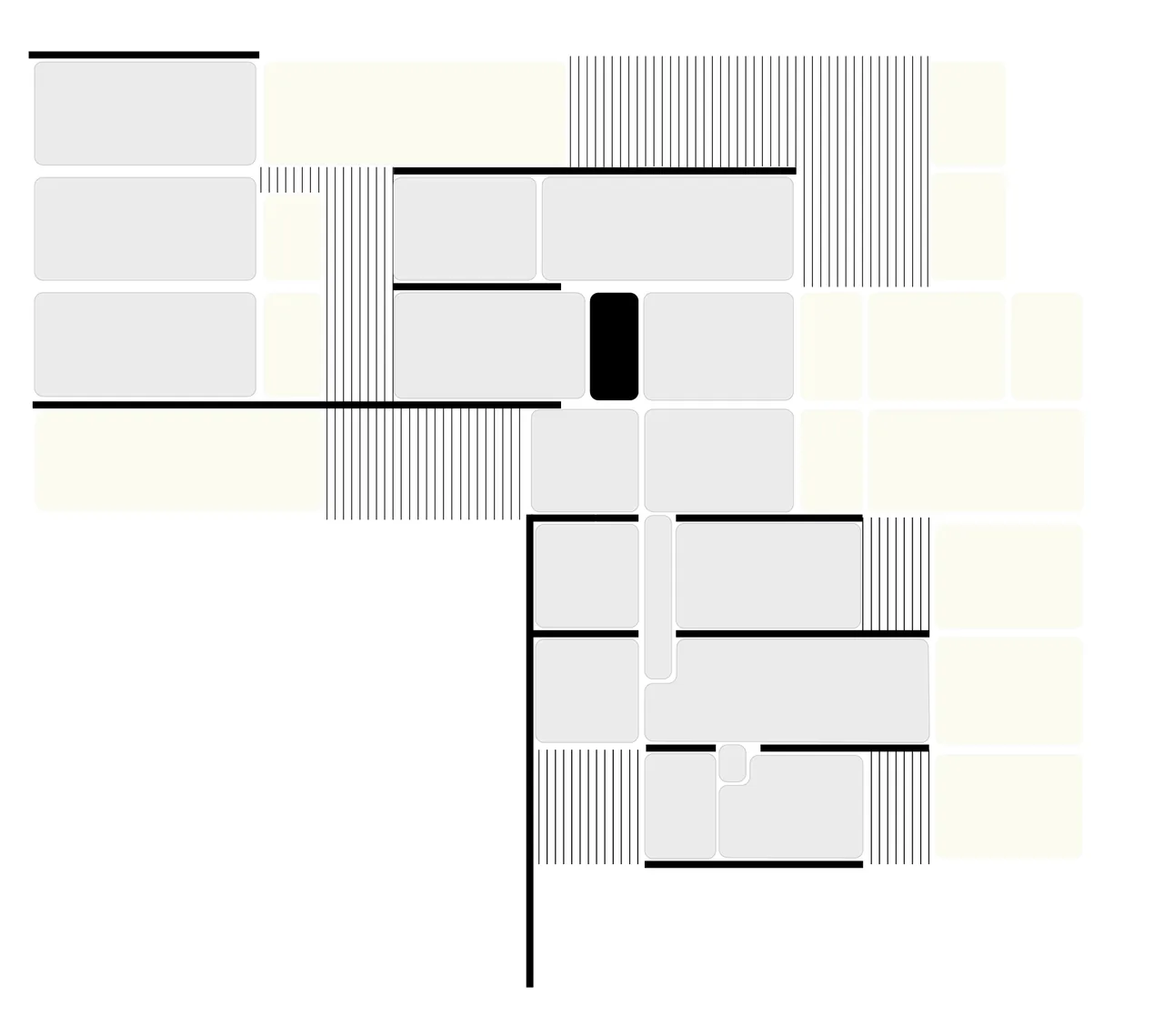 Floor plan showing the spatial arrangement of rooms and walls in a residential project.